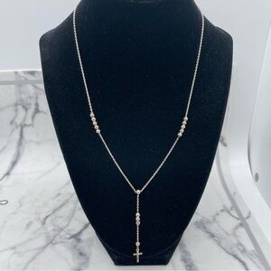 Crucifix Cross Lariat Necklace Marked 999 Talleres San Jose Ecuador Religious